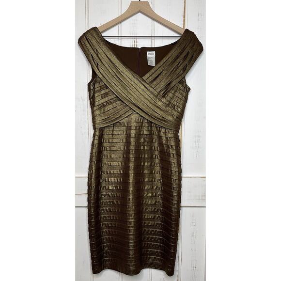 Vintage Cache Y2K Bandage Bodycon Dress Copper Brown Metallic Shimmer Size 10 - Picture 1 of 5